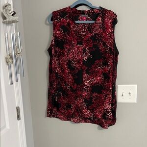 Vince Camuto Black and Red Floral Blouse